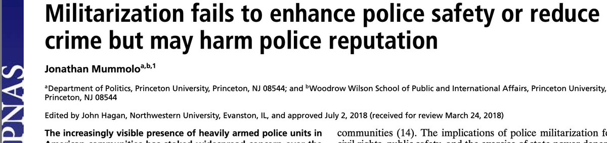 Militarization Fails to Enhance Police Safety or Reduce Crime but May Harm Police Reputation