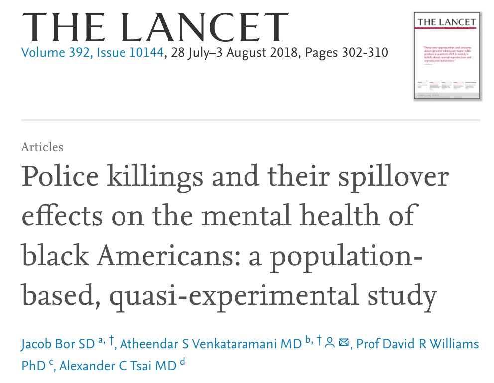 Police Killings and Their Spillover Effects on the Mental Health of Black Americans: A Population-Based, Quasi-Experimental Study