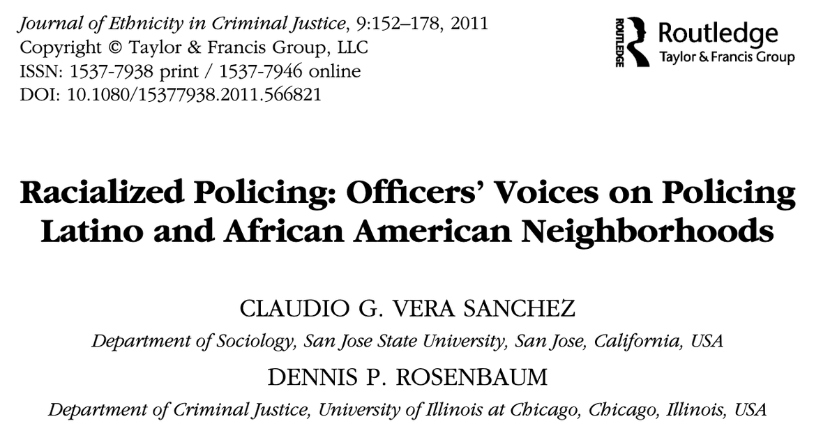 Racialized Policing: Officers’ Voices on Policing Latino and African American Neighborhoods