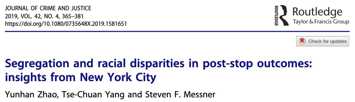 Segregation and Racial Disparities in Post-Stop Outcomes: Insights From New York City