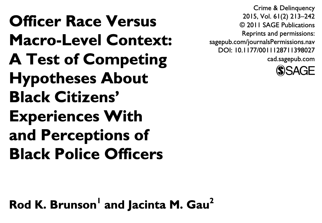 Officer Race Versus Macro-Level Context