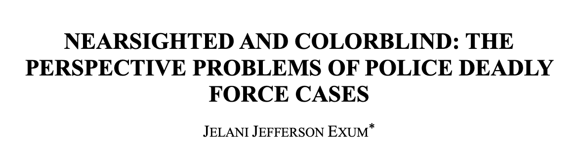 Nearsighted and Colorblind: The Perspective Problems of Police Deadly Force Cases