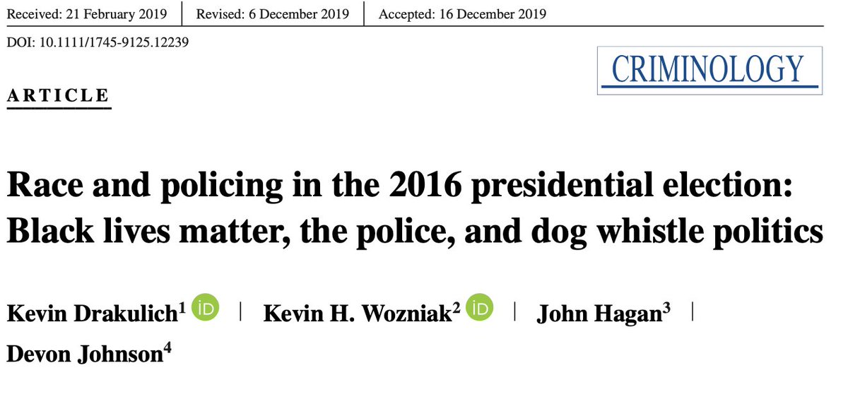 Race and Policing in the 2016 Presidential Election: Black Lives Matter, the Police, and Dog Whistle Politics