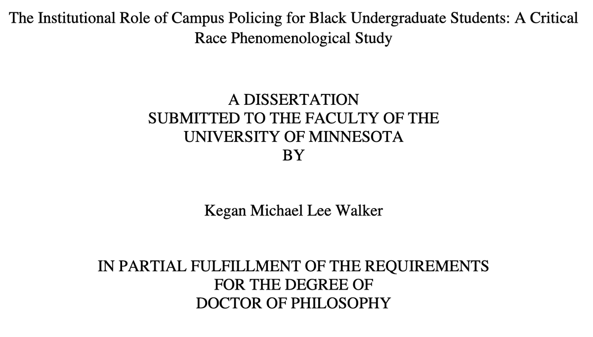 The Institutional Role of Campus Policing for Black Undergraduate Students: A Critical Race Phenomenological Study