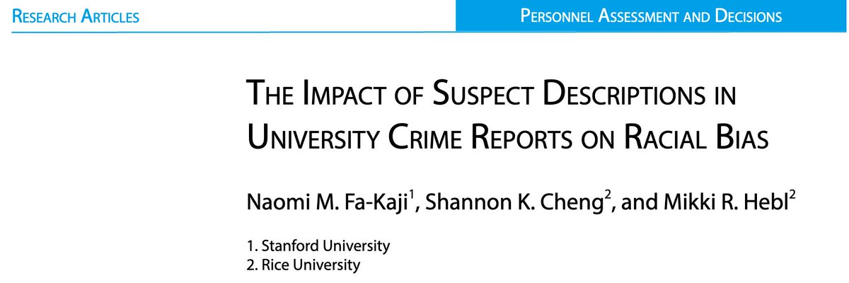 The Impact of Suspect Descriptions in University Crime Reports on Racial Bias