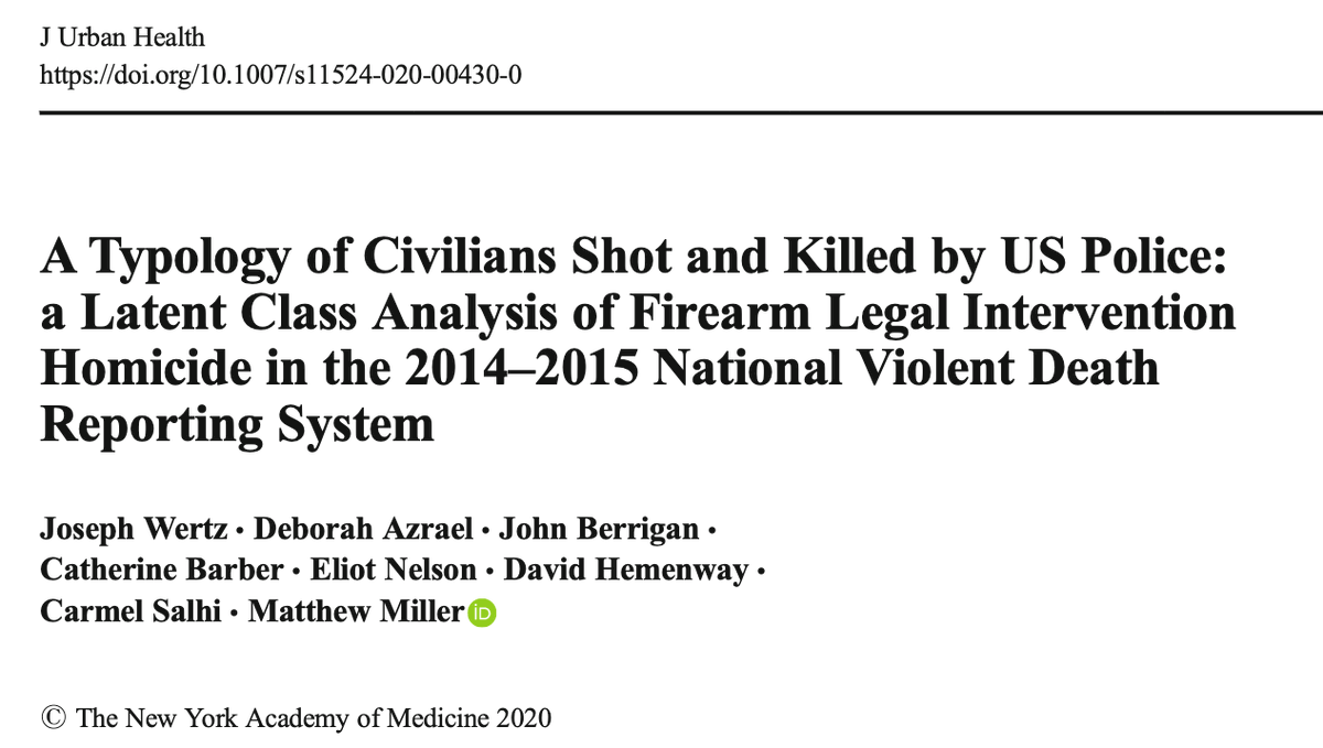 A Typology of Civilians Shot and Killed by US Police: A Latent Class Analysis of Firearm Legal Intervention Homicide in the 2014–2015 National Violent Death Reporting System