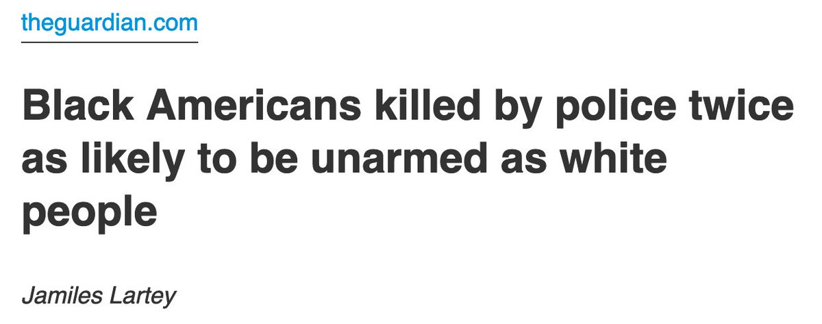Black Americans Killed by Police Twice as Likely to Be Unarmed as White People