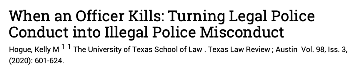 When an Officer Kills: Turning Legal Police Conduct into Illegal Police Misconduct