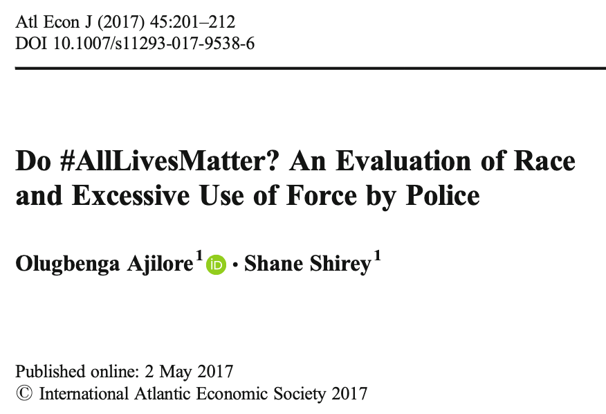 Do #AllLivesMatter? An Evaluation of Race and Excessive Use of Force by Police