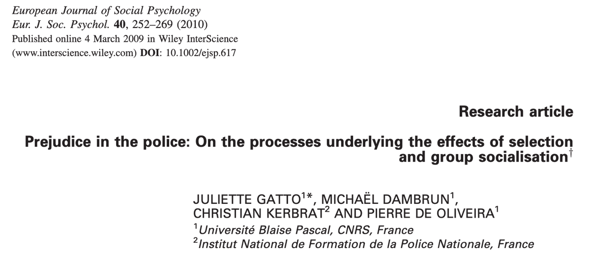 Prejudice in the Police: On the Processes Underlying the Effects of Selection and Group Socialisation