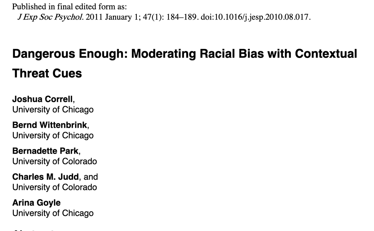 Dangerous Enough: Moderating Racial Bias With Contextual Threat Cues