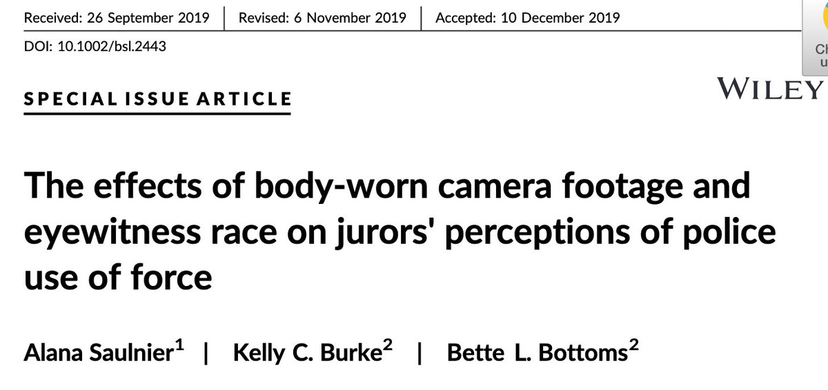 The Effects of Body-worn Camera Footage and Eyewitness Race on Jurors’ Perceptions of Police Use of Force