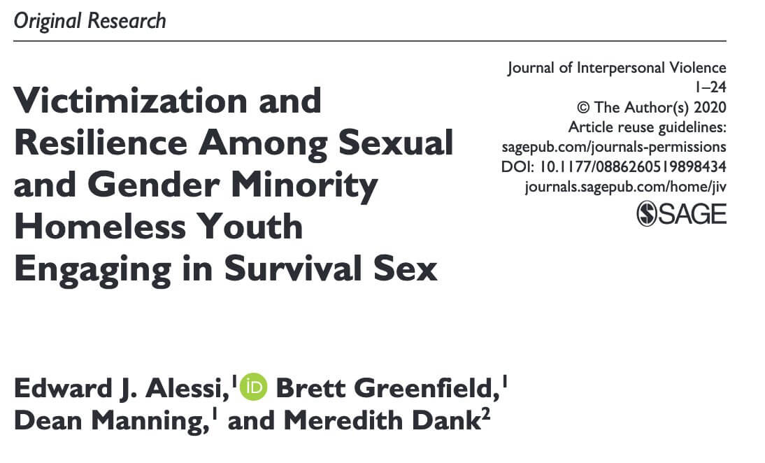 Victimization and Resilience Among Sexual and Gender Minority Homeless Youth Engaging in Survival Sex