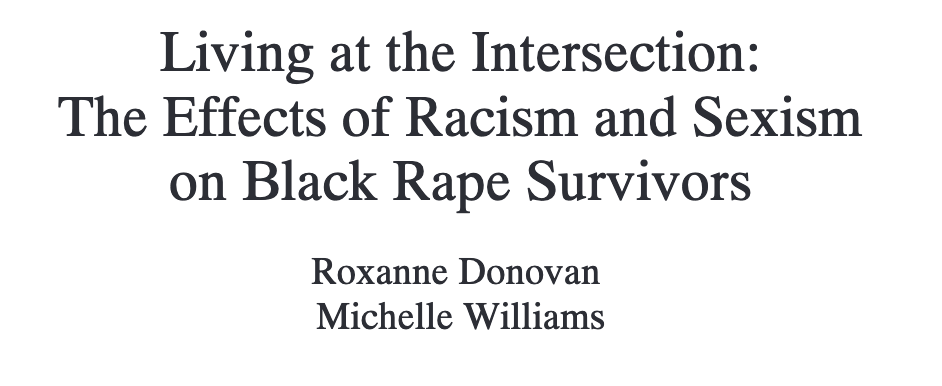 Living at the Intersection: The Effects of Racism and Sexism on Black Rape Survivors