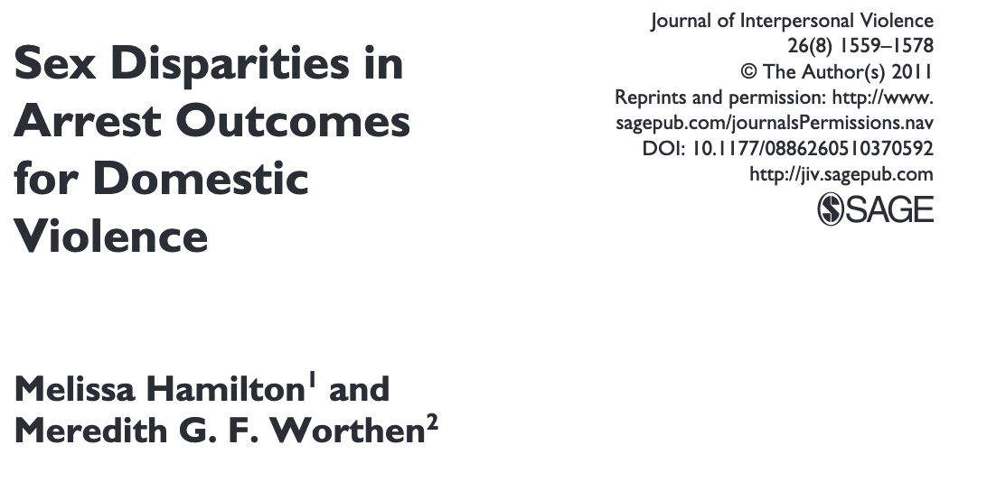 Sex Disparities in Arrest Outcomes for Domestic Violence