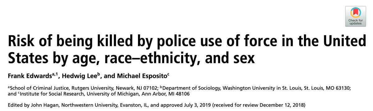 Risk of Being Killed by Police Use of Force in the United States by Age, Race–ethnicity, and Sex