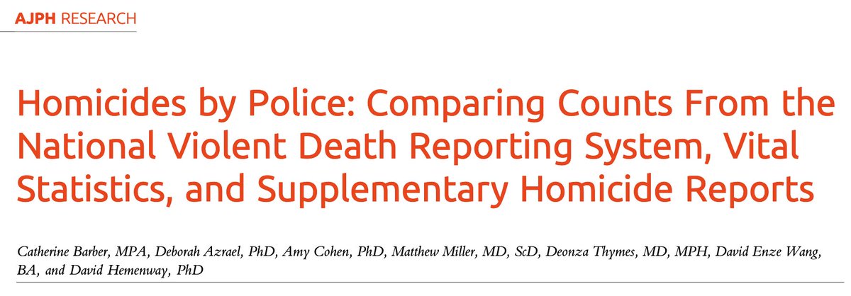 Homicides by Police: Comparing Counts From the National Violent Death Reporting System, Vital Statistics, and Supplementary Homicide Reports