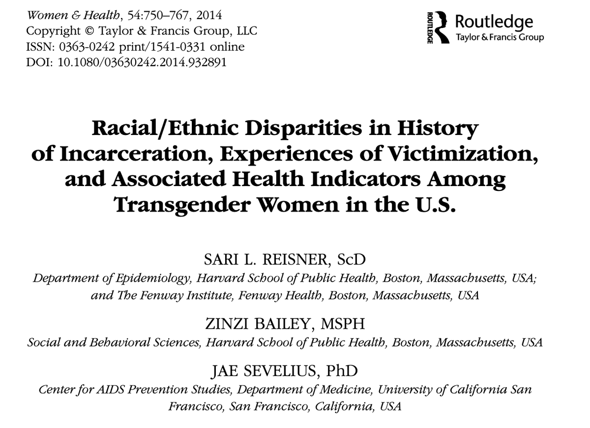 Racial/Ethnic Disparities in History of Incarceration, Experiences of Victimization, and Associated Health Indicators Among Transgender Women in the U.S.