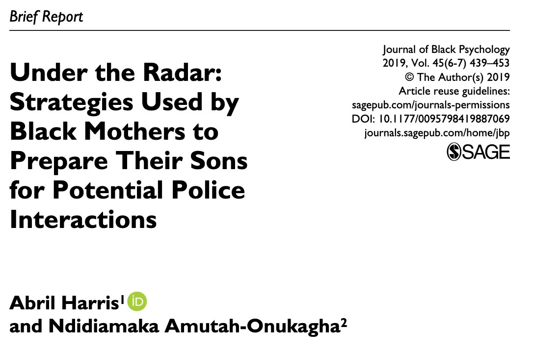 Under the Radar: Strategies Used by Black Mothers to Prepare Their Sons for Potential Police Interactions