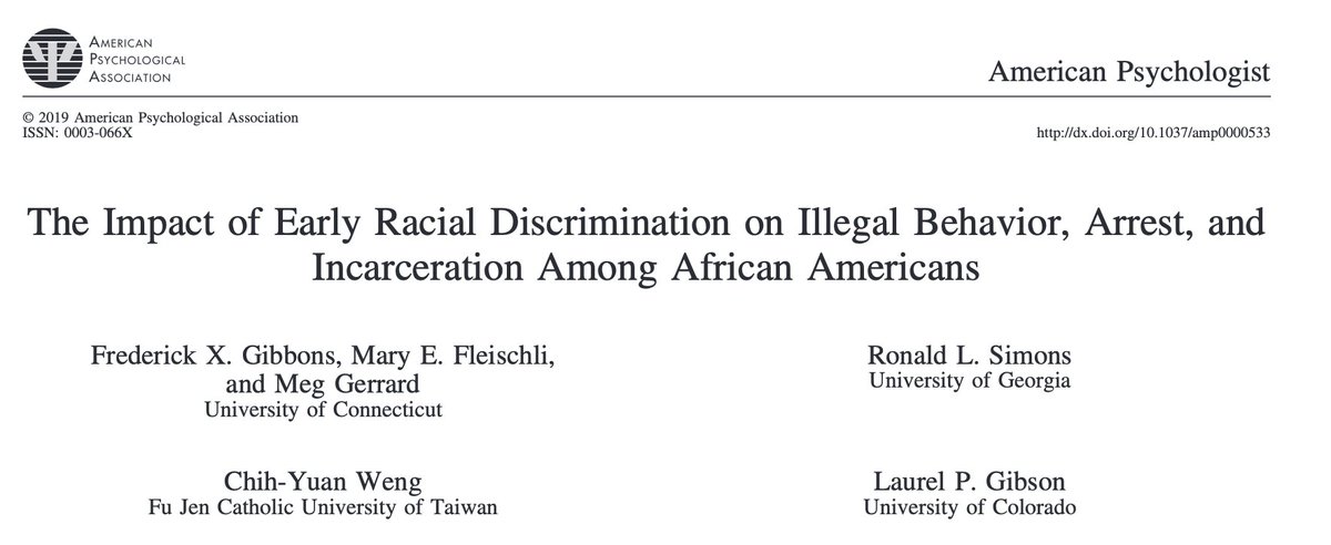 The Impact of Early Racial Discrimination on Illegal Behavior, Arrest, and Incarceration Among African Americans.