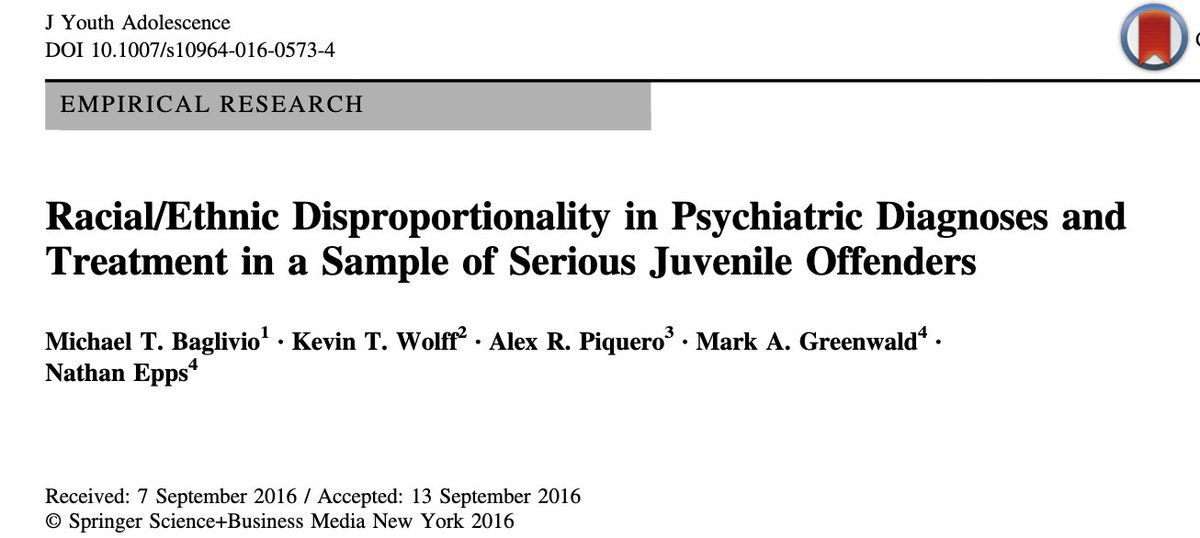 Racial/Ethnic Disproportionality in Psychiatric Diagnoses and Treatment in a Sample of Serious Juvenile Offenders