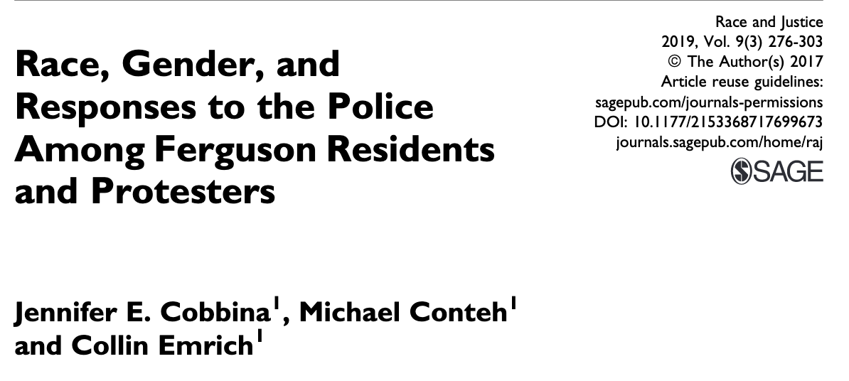 Race, Gender, and Responses to the Police Among Ferguson Residents and Protesters