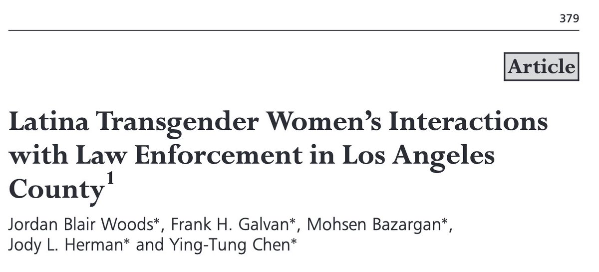 Latina Transgender Women's Interactions With Law Enforcement in Los Angeles County