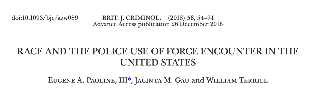 Race and the Police Use of Force Encounter in the United States
