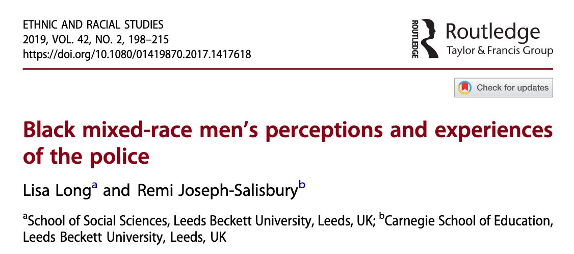 Black Mixed-Race Men’s Perceptions and Experiences of the Police