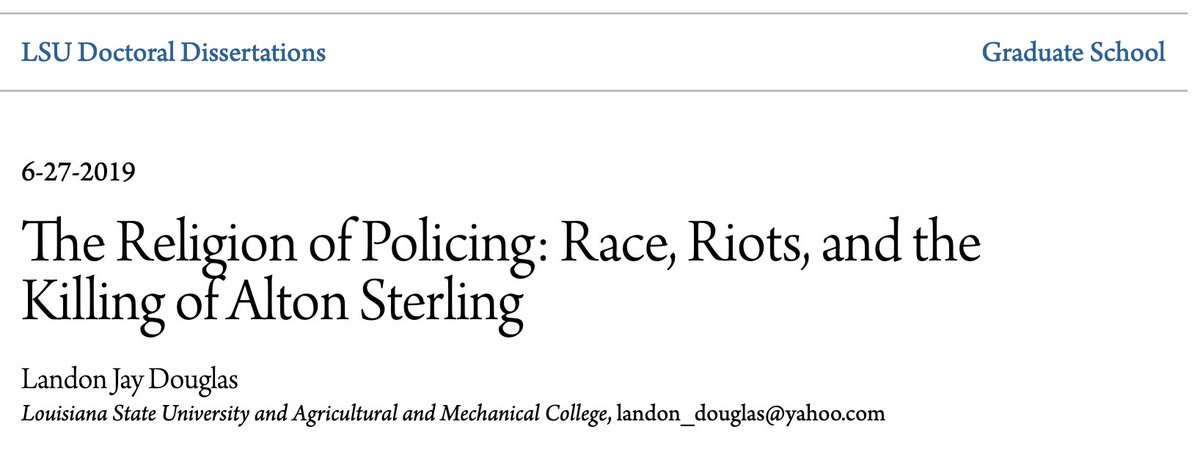 The Religion of Policing: Race, Riots, and the Killing of Alton Sterling