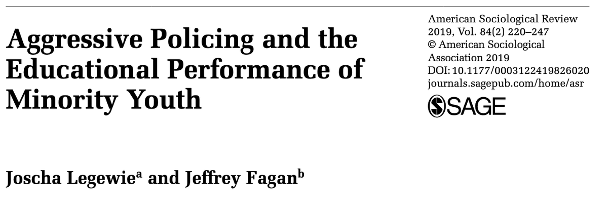 Aggressive Policing and the Educational Performance of Minority Youth