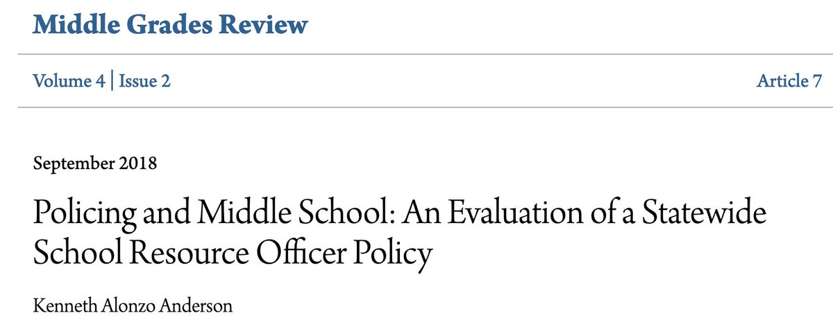 Policing and Middle School: An Evaluation of a Statewide School Resource Officer Policy