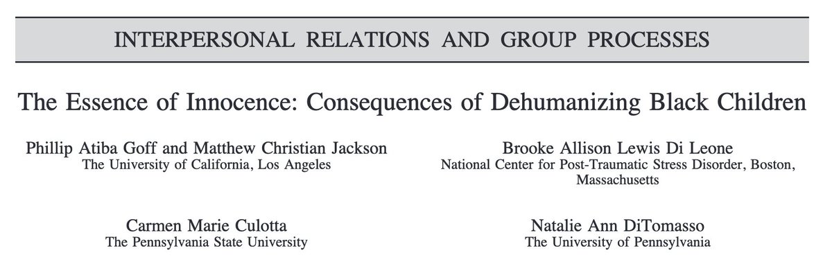 The Essence of Innocence: Consequences of Dehumanizing Black Children