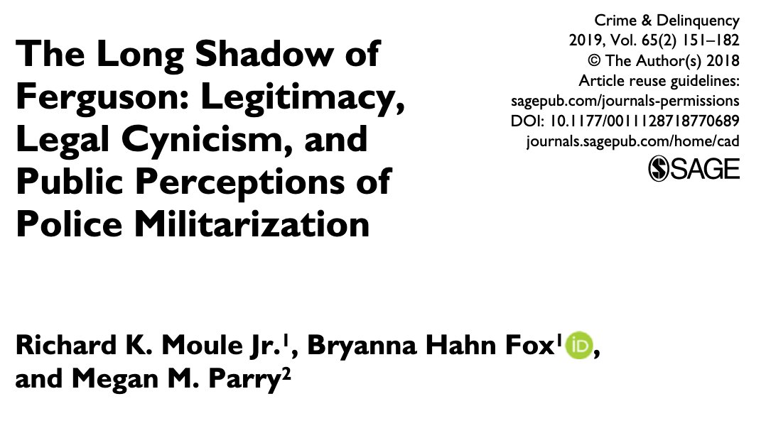 The Long Shadow of Ferguson: Legitimacy, Legal Cynicism, and Public Perceptions of Police Militarization