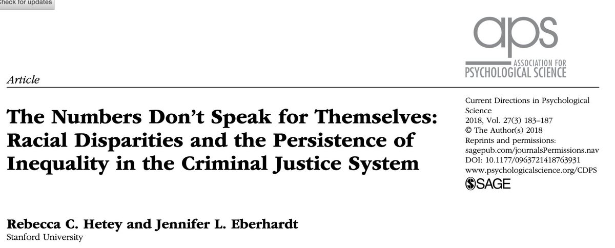 The Numbers Don’t Speak for Themselves: Racial Disparities and the Persistence of Inequality in the Criminal Justice System