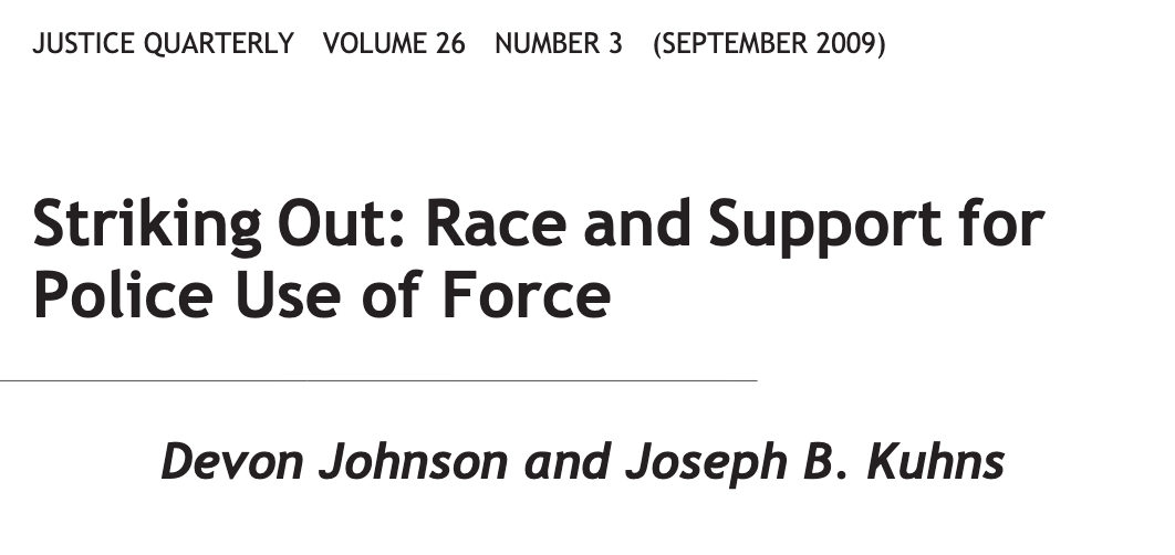 Striking Out: Race and Support for Police Use of Force
