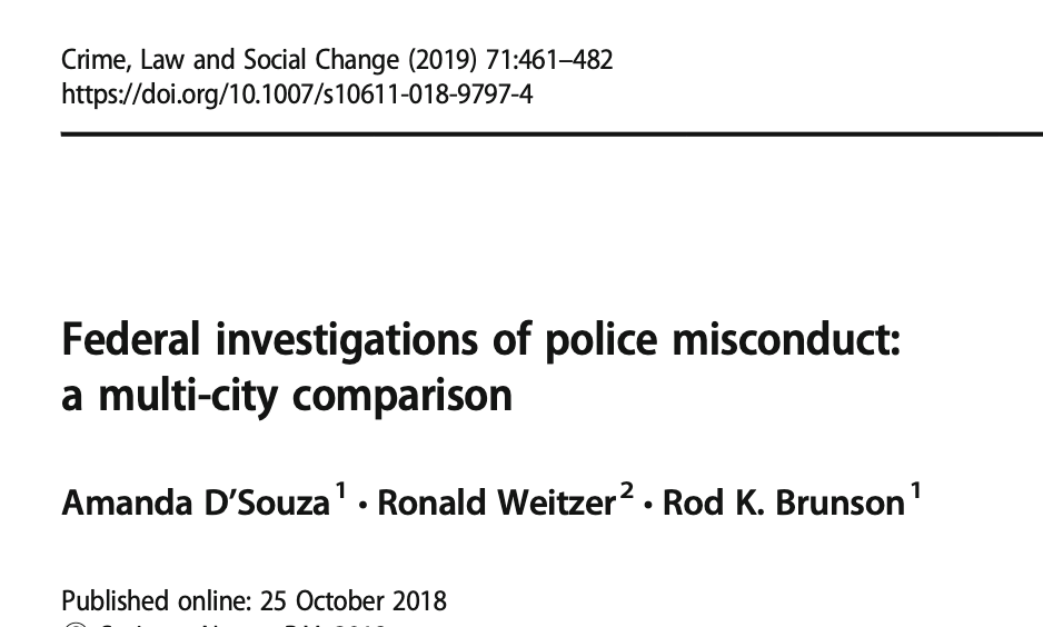 Federal Investigations of Police Misconduct: A Multi-City Comparison