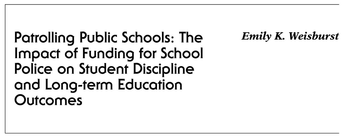 Patrolling Public Schools: The Impact of Funding for School Police on Student Discipline and Long-Term Education Outcomes