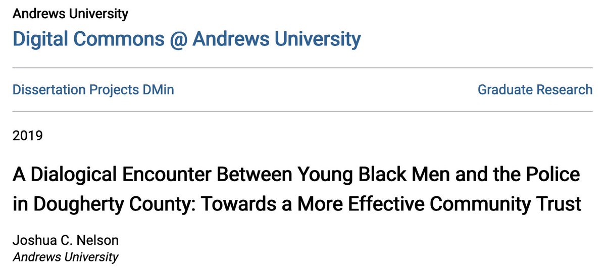 A Dialogical Encounter Between Young Black Men and the Police in Dougherty County: Towards a More Effective Community Trust