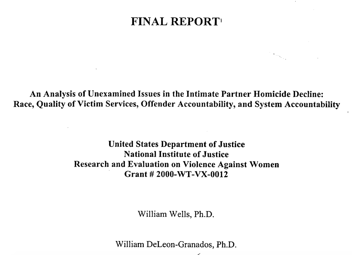 Analysis of Unexamined Issues in the Intimate Partner Homicide Decline: Race, Quality of Victim Services, Offender Accountability, and System Accountability, Final Report