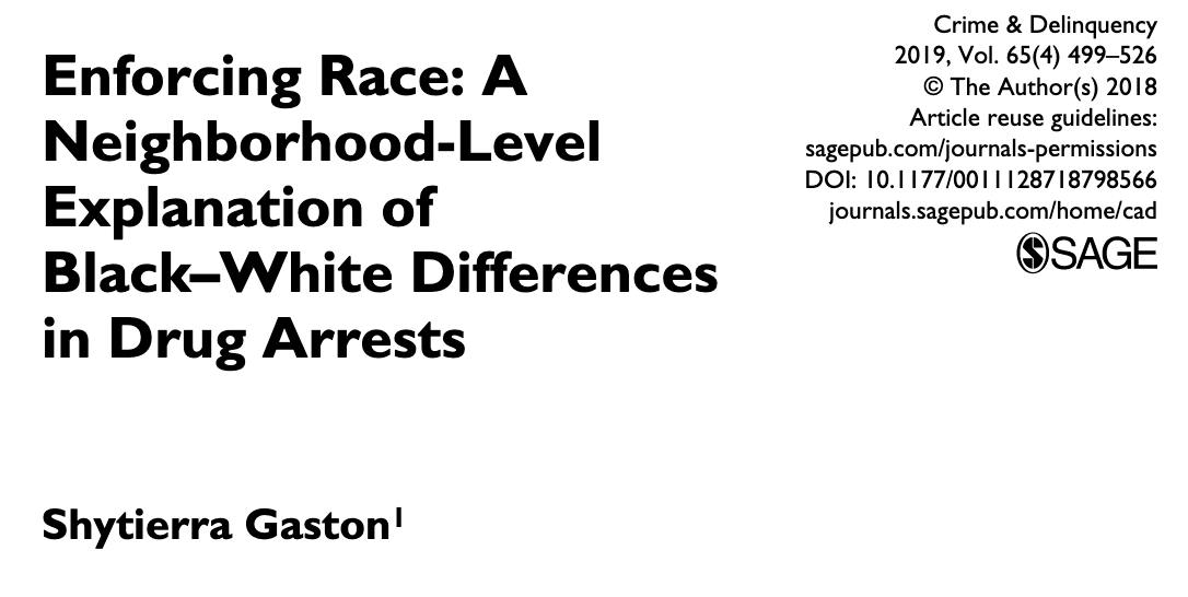 Enforcing Race: A Neighborhood-Level Explanation of Black–White Differences in Drug Arrests