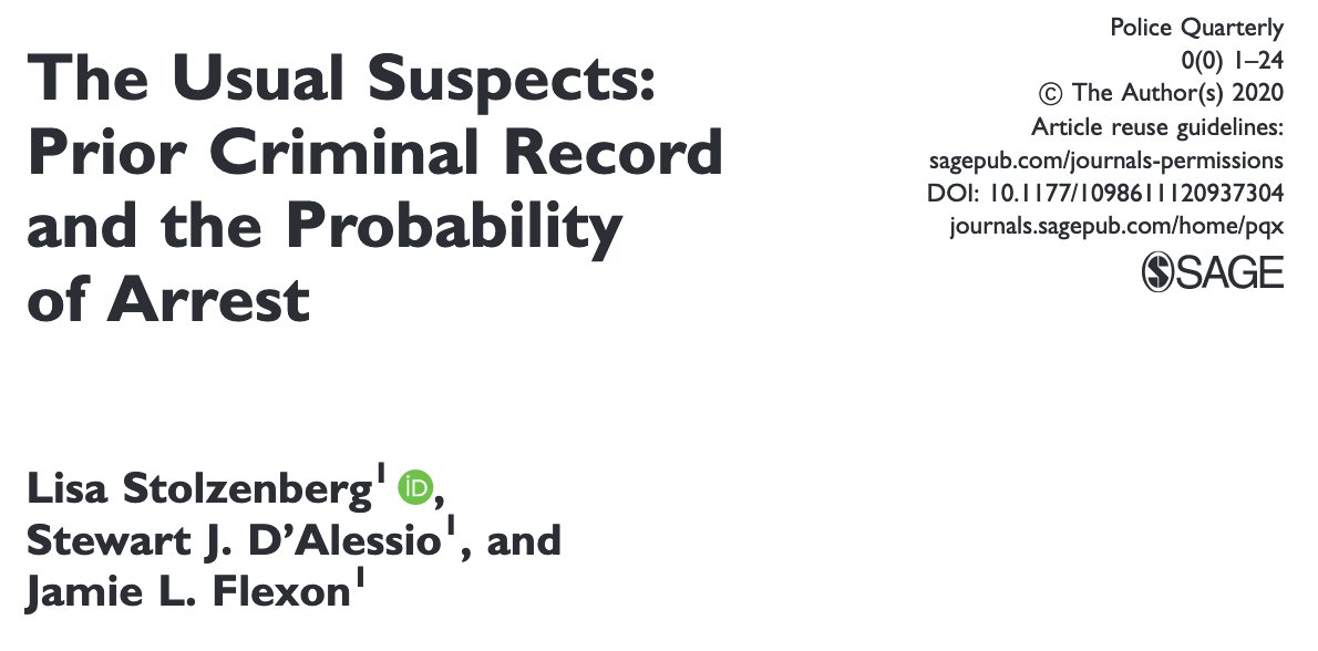 The Usual Suspects: Prior Criminal Record and the Probability of Arrest