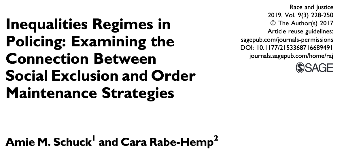 Inequalities Regimes in Policing: Examining the Connection Between Social Exclusion and Order Maintenance Strategies