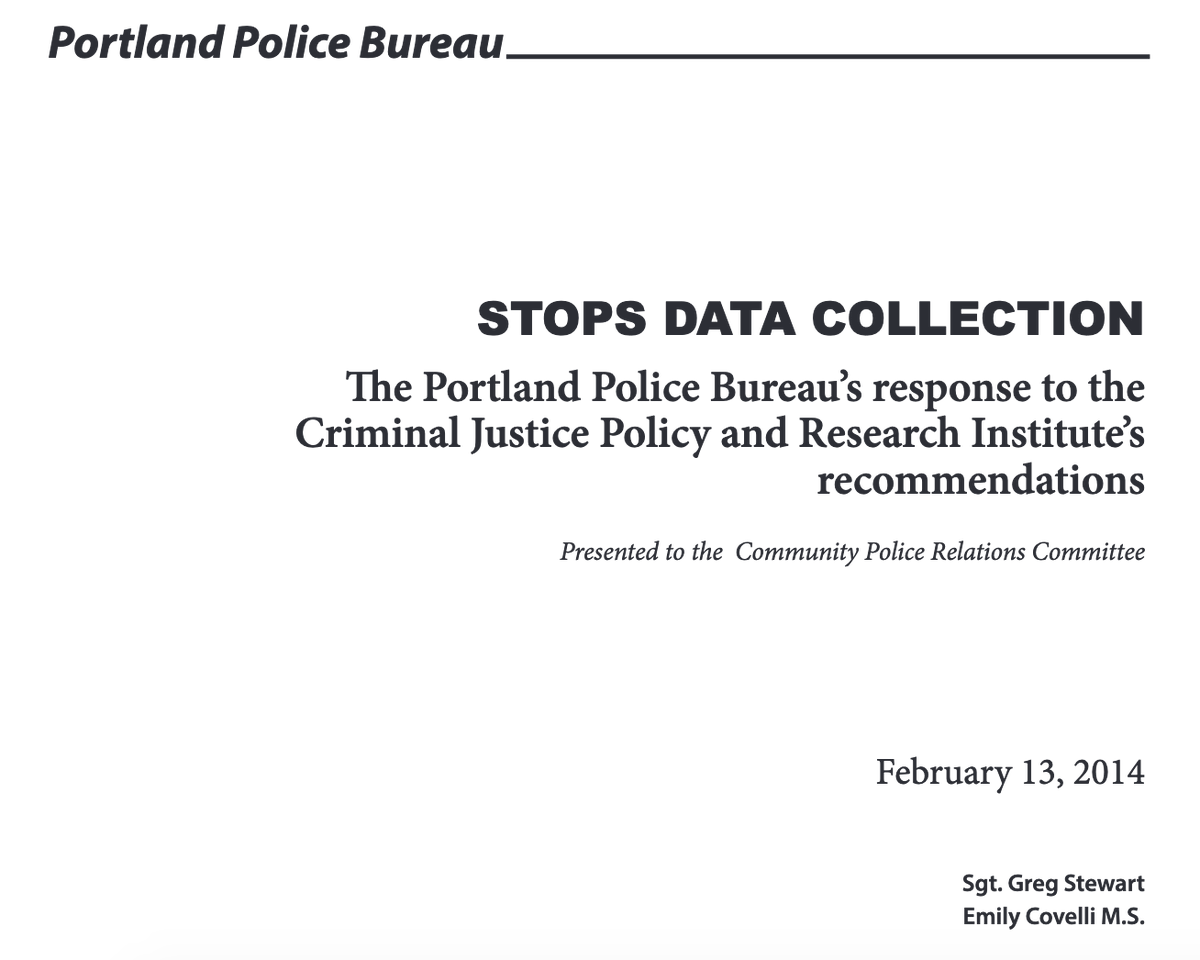 The Portland Police Bureau’s Response to the Criminal Justice Policy and Research Institute’s Recommendations