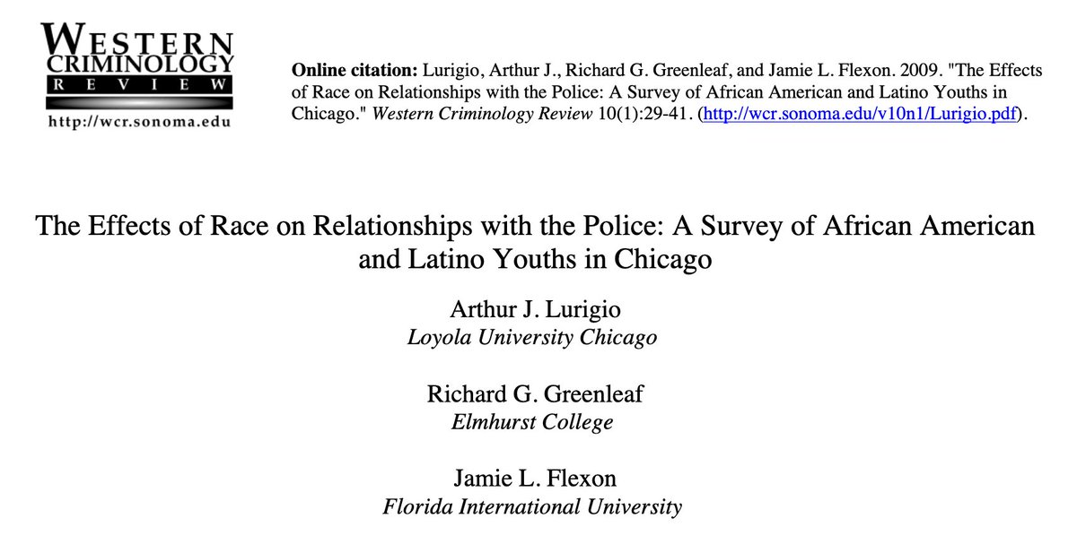 The Effects of Race on Relationships with the Police: A Survey of African American and Latino Youths in Chicago