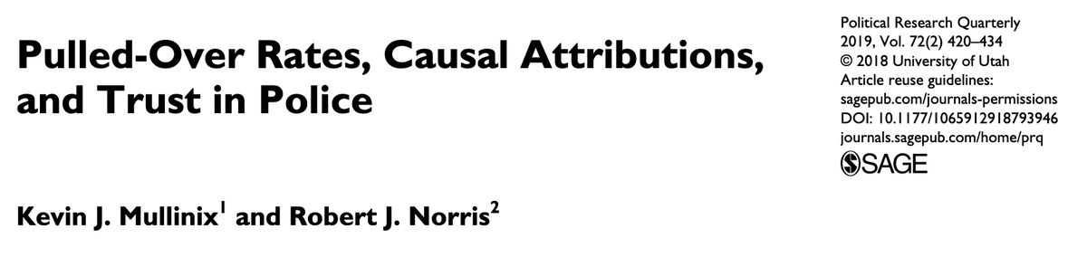 Pulled-Over Rates, Causal Attributions, and Trust in Police