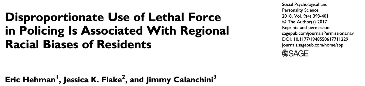 Disproportionate Use of Lethal Force in Policing Is Associated With Regional Racial Biases of Residents