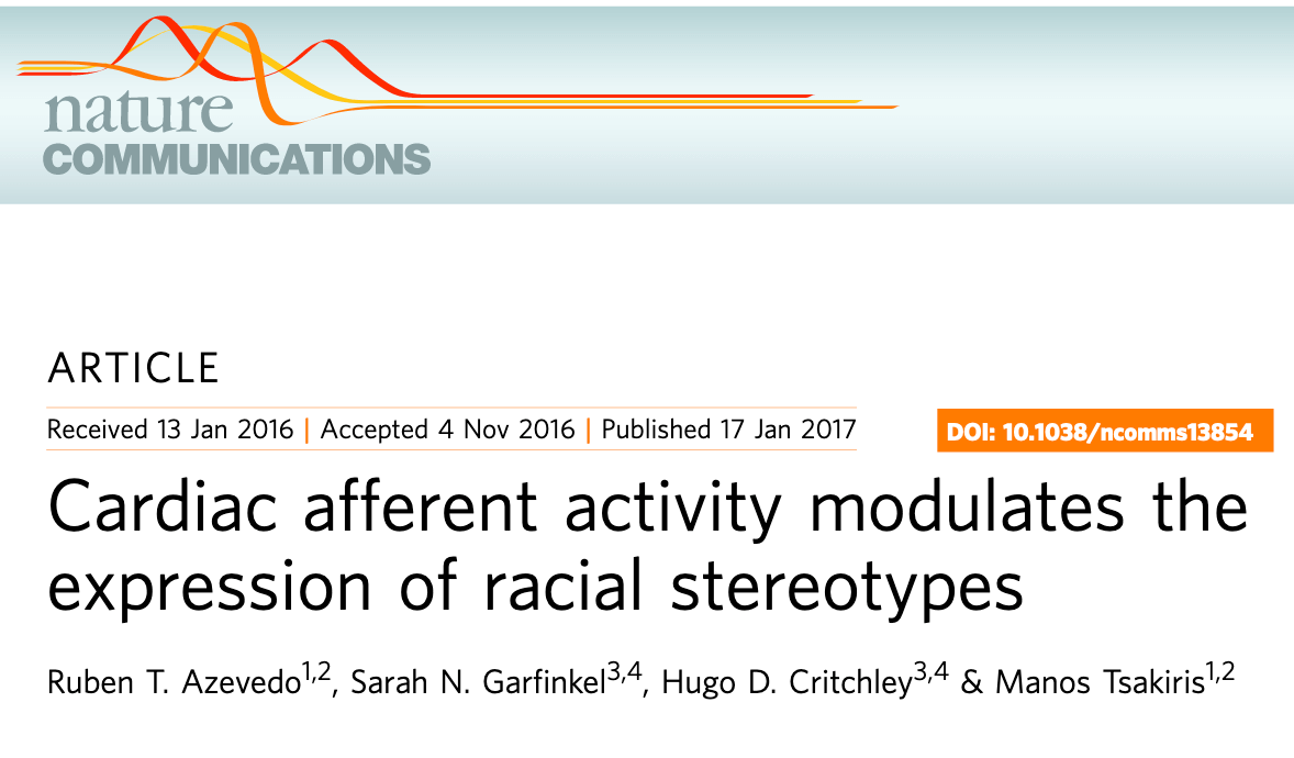 Cardiac Afferent Activity Modulates the Expression of Racial Stereotypes