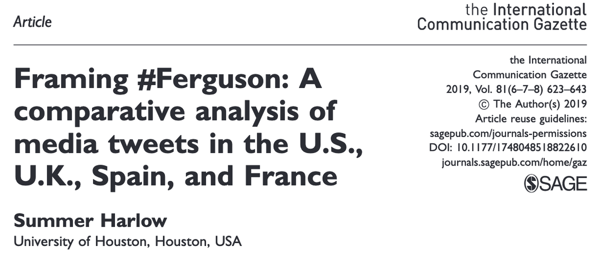 Framing #Ferguson: A Comparative Analysis of Media Tweets in the U.S., U.K., Spain, and France