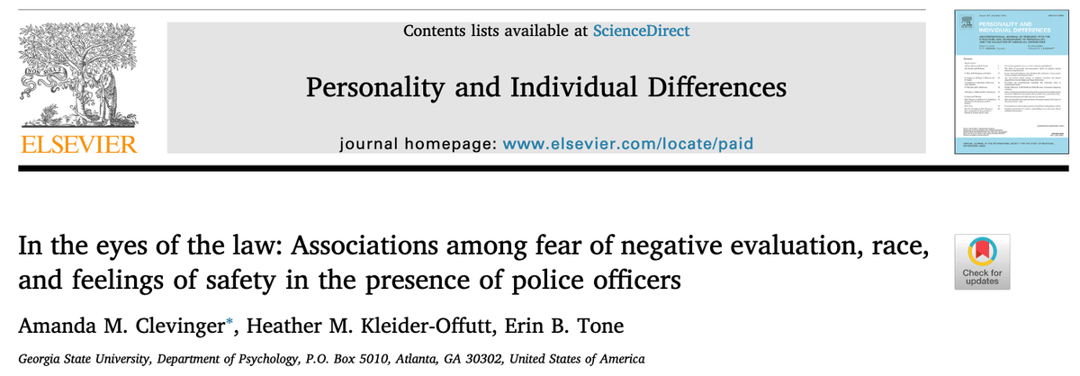 In the Eyes of the Law: Associations Among Fear of Negative Evaluation, Race, and Feelings of Safety in the Presence of Police Officers